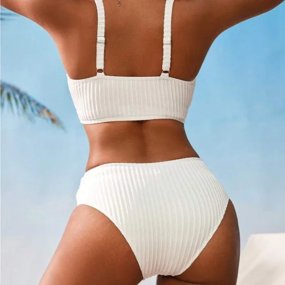 White Ribbed Bikini Set - Picture 4 of 6